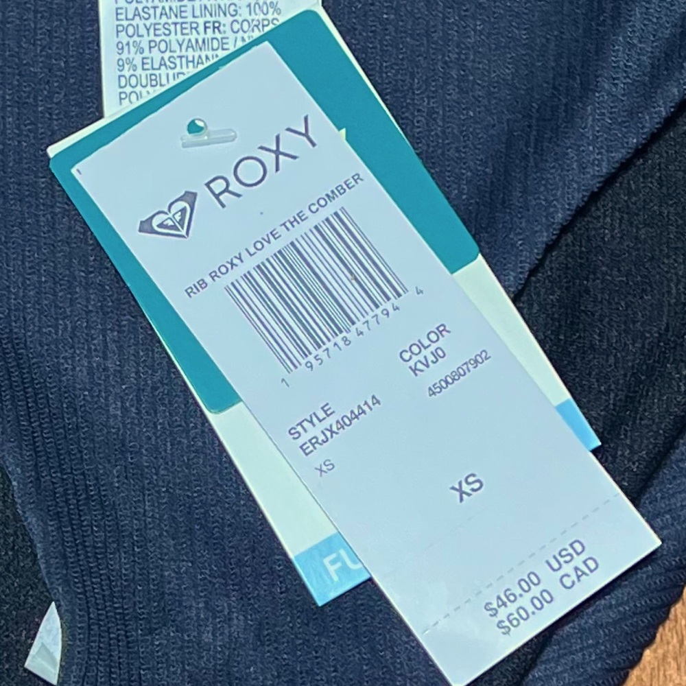 Roxy ribbed bikini bottoms. New with tags. Size XS